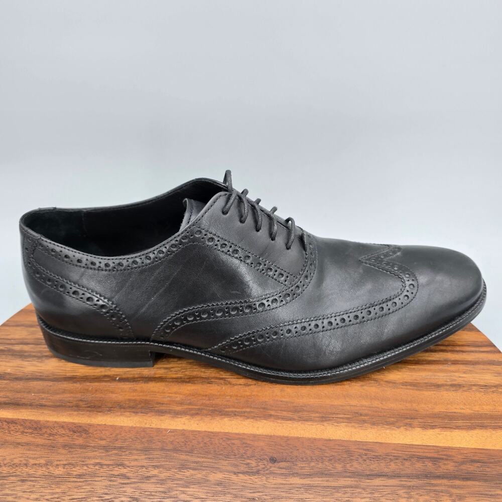 Cole Haan Oxfords Men's 12 M Black Leather Williams Brogue Wingtip Dress Shoes